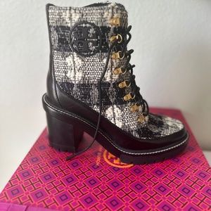 Tory Burch Miller Boucle LUG SOLE  Booties Boots 8.5